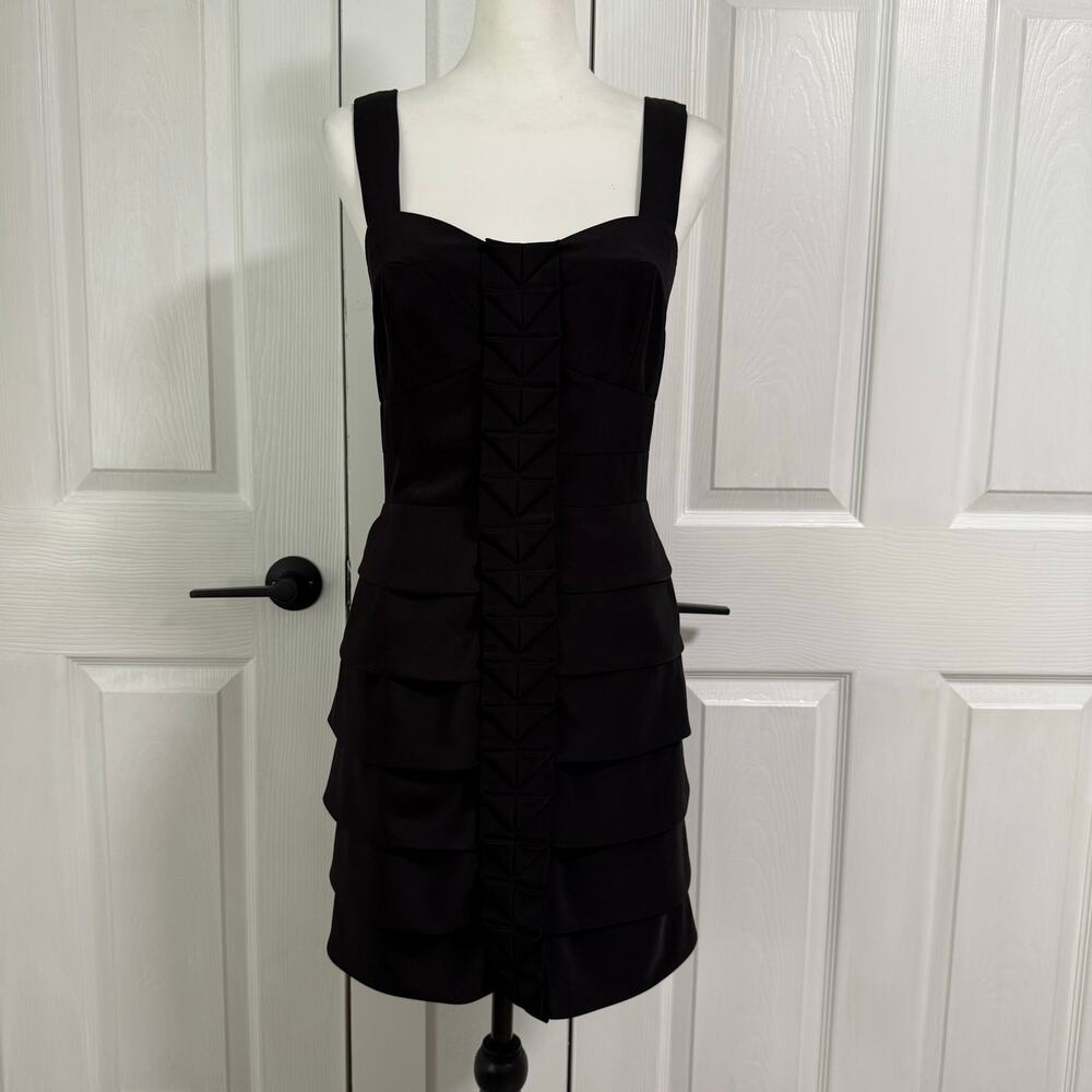 BCBGeneration Women's Black Tiered Layered Sleeveless Dress Size 4